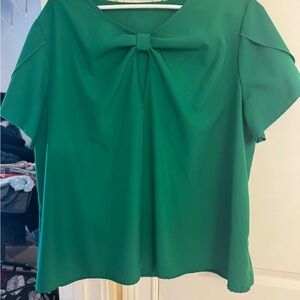 SHEIN Vibrant Green Blouse with Bow Detail